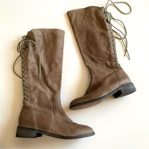 Joie Slow Ride Lace Up Knee High Leather Boots